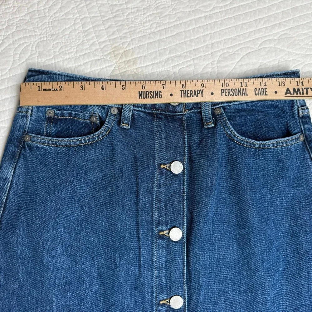 Banana Republic Denim Midi Skirt Women 4 Blue Excellent Button Front High Waist